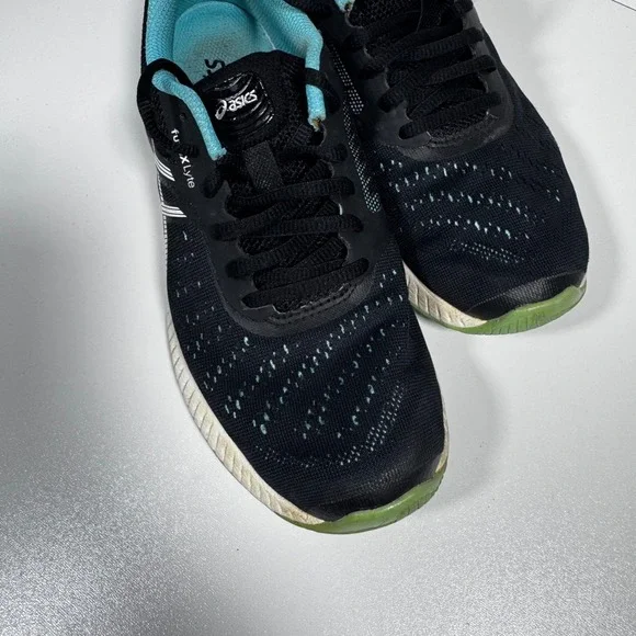 Asics fuzeX Lyte Running Shoes Sneakers Black Teal 7 38 W Athletic Workout Gym - Picture 9 of 9